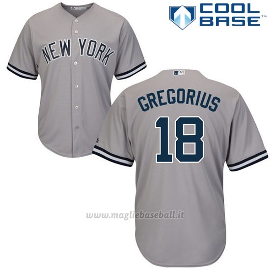 Maglia Baseball Uomo New York Yankees Didi Gregorius Grigio Autentico Collezione Cool Base